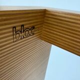 Post-modern striped wood table with drawers, design 80.