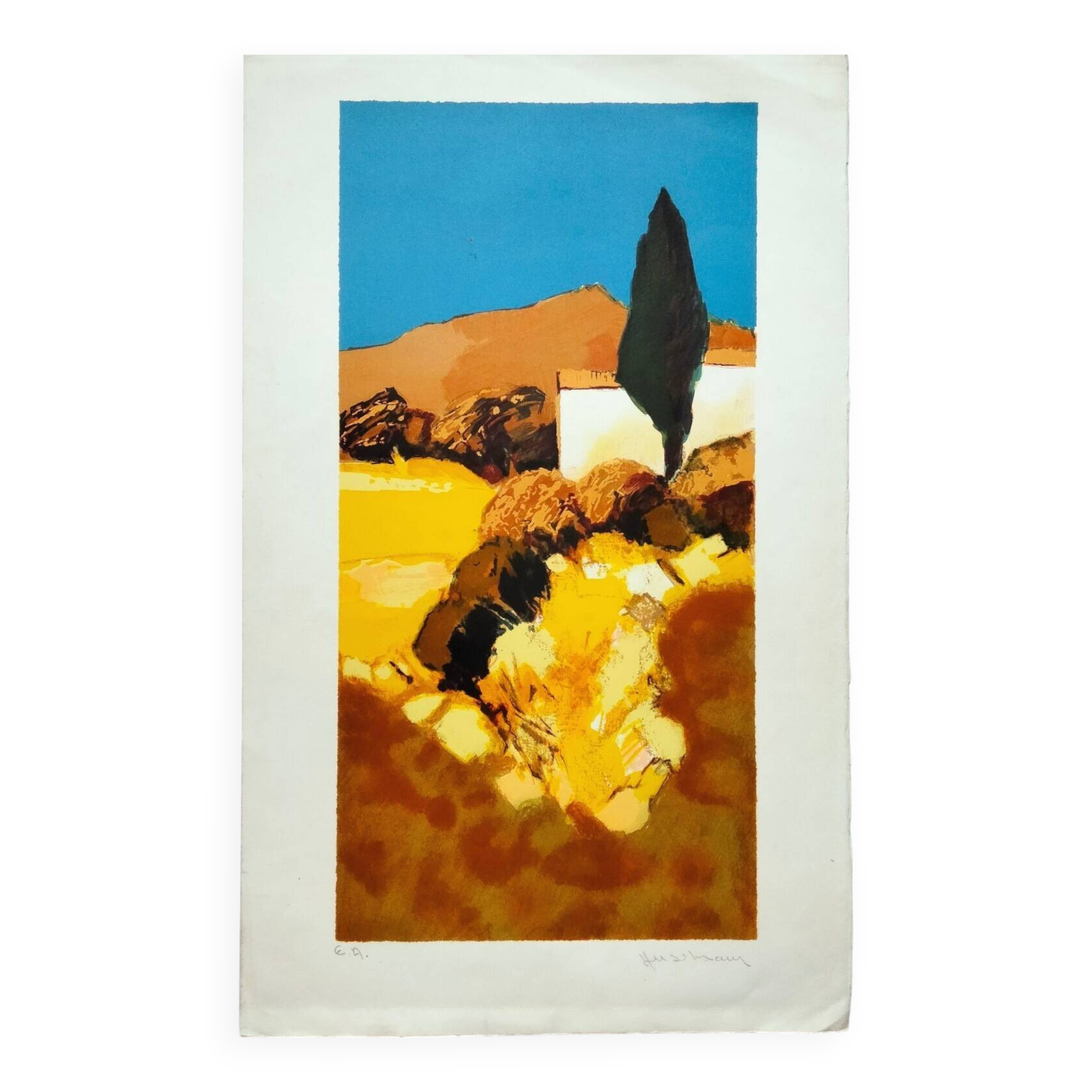 Jean-Claude Allenbach 1947-2007 The Cypresses Signed Lithograph