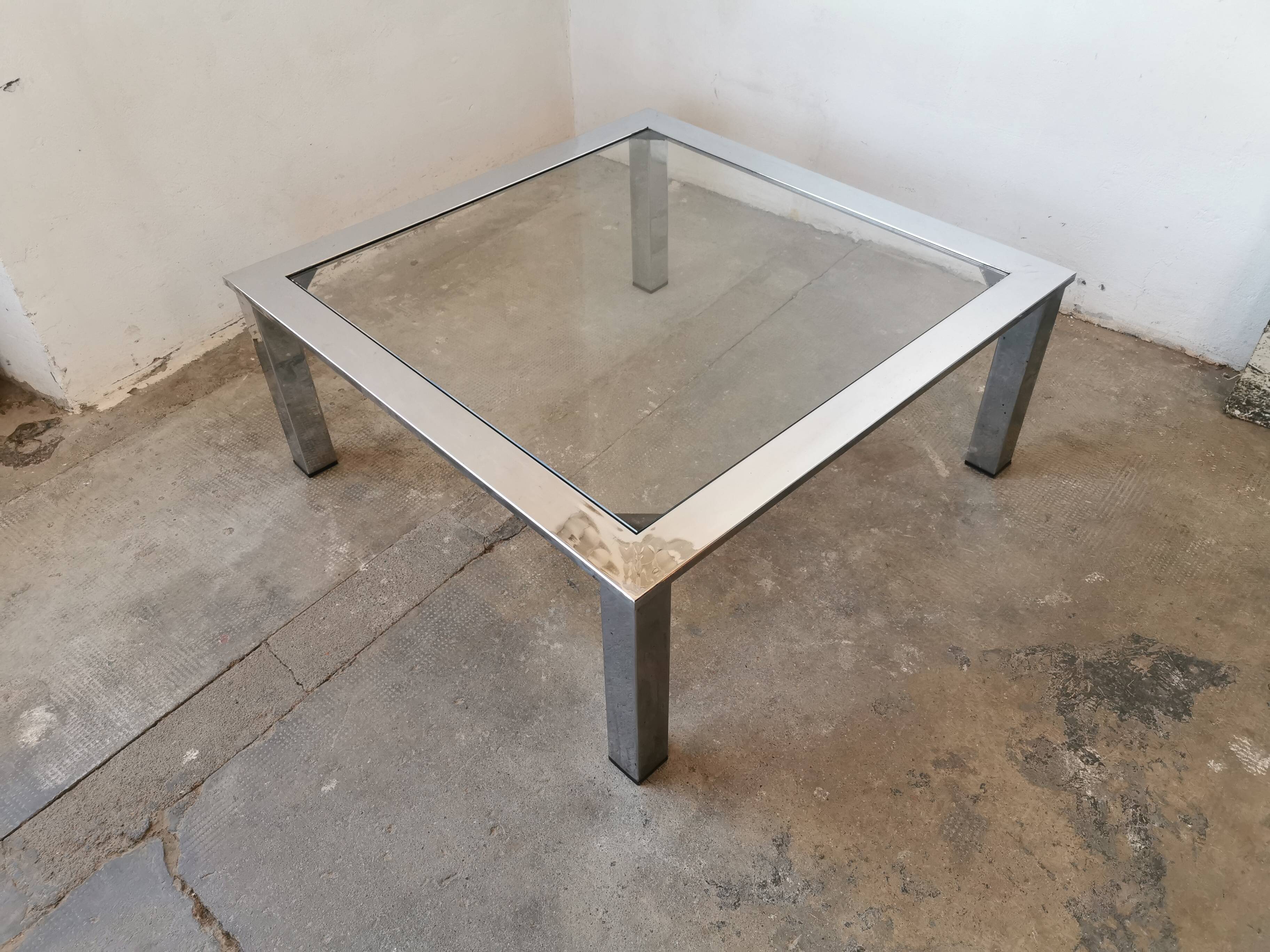 Chrome and glass coffee table, 70s design
