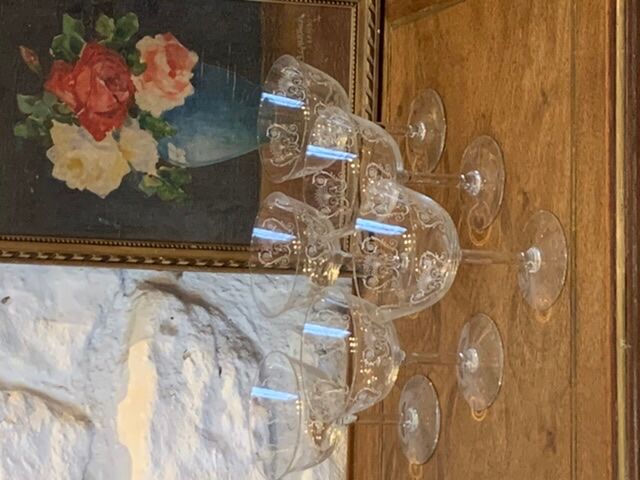 6 vintage butterfly champagne glasses