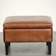 Ottoman, pouf en cuir de mouton cognac