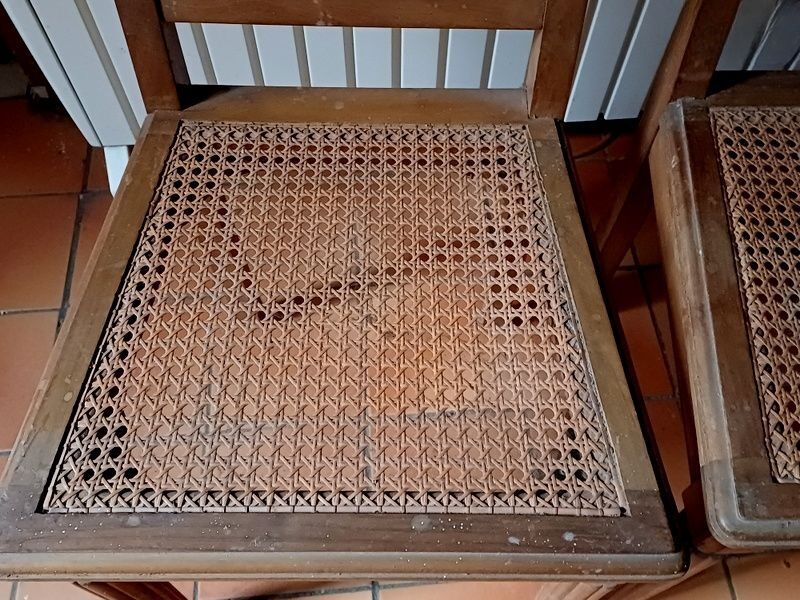 Wooden cane chairs (two)
