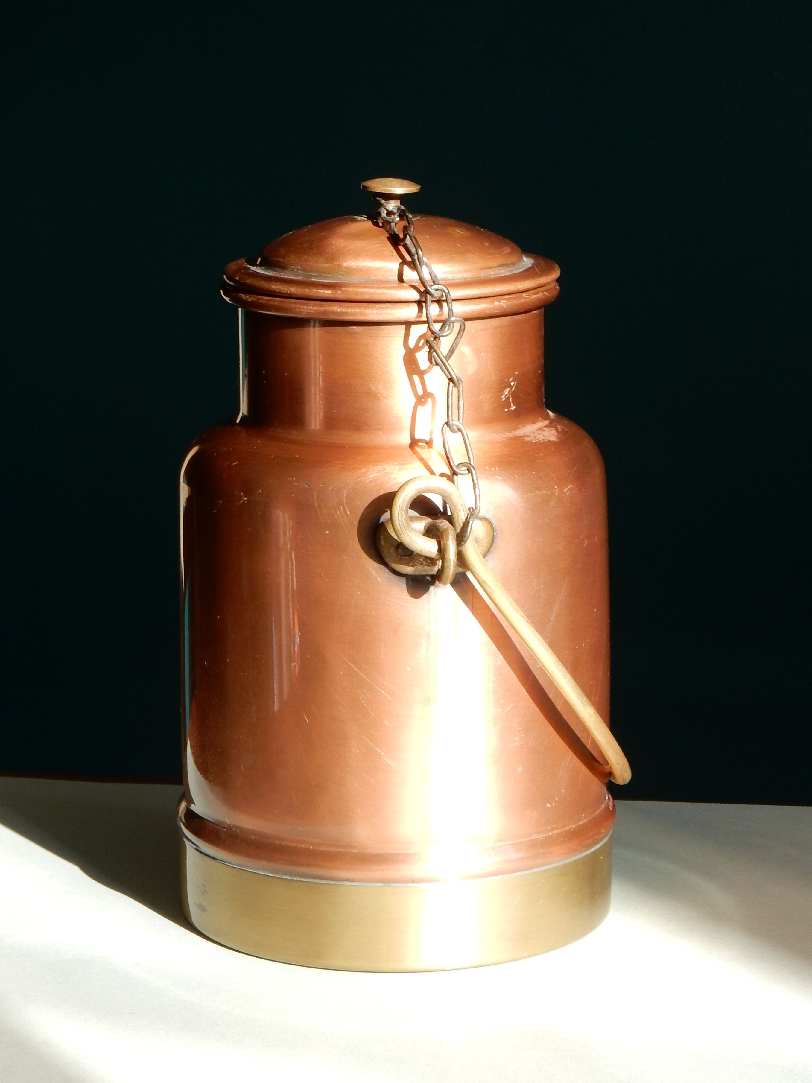 Copper and brass milk pot