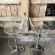 Pair Stool Foot Bar Tulip Metal Chrome + Seat Plexi Transparent Vintage