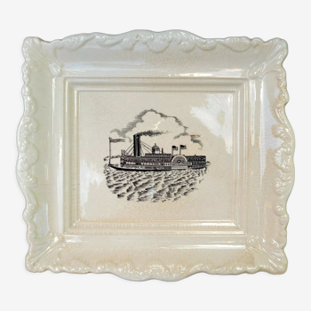 Vintage porcelain decorative plate made in england 9639 with steamer mayflower
