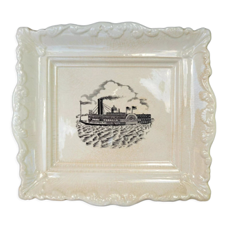 Vintage porcelain decorative plate made in england 9639 with steamer mayflower