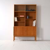 Vintage oak bookcase with display case