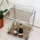Chariot de bar vintage en cadre de tube chromé avec verre fumé des années 70