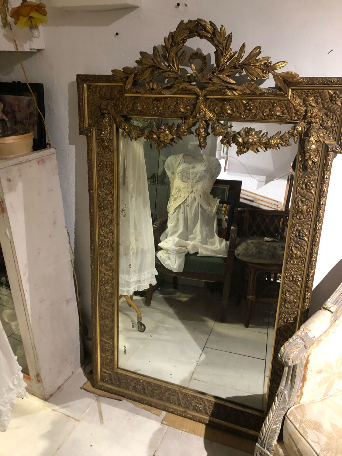 Large mirror Louis XVI old gold 87x142cm