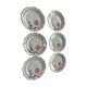 6 dessert plates in white porcelain with art deco rose pattern