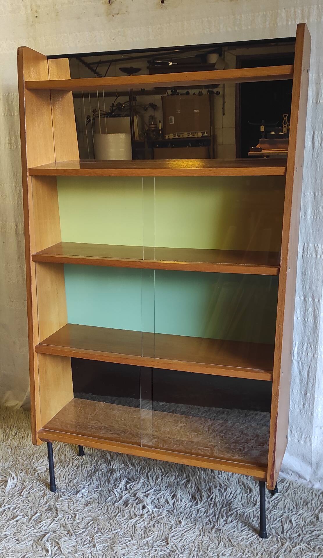 Modernist wooden library attributed to Pierre Guariche - 50s/60s