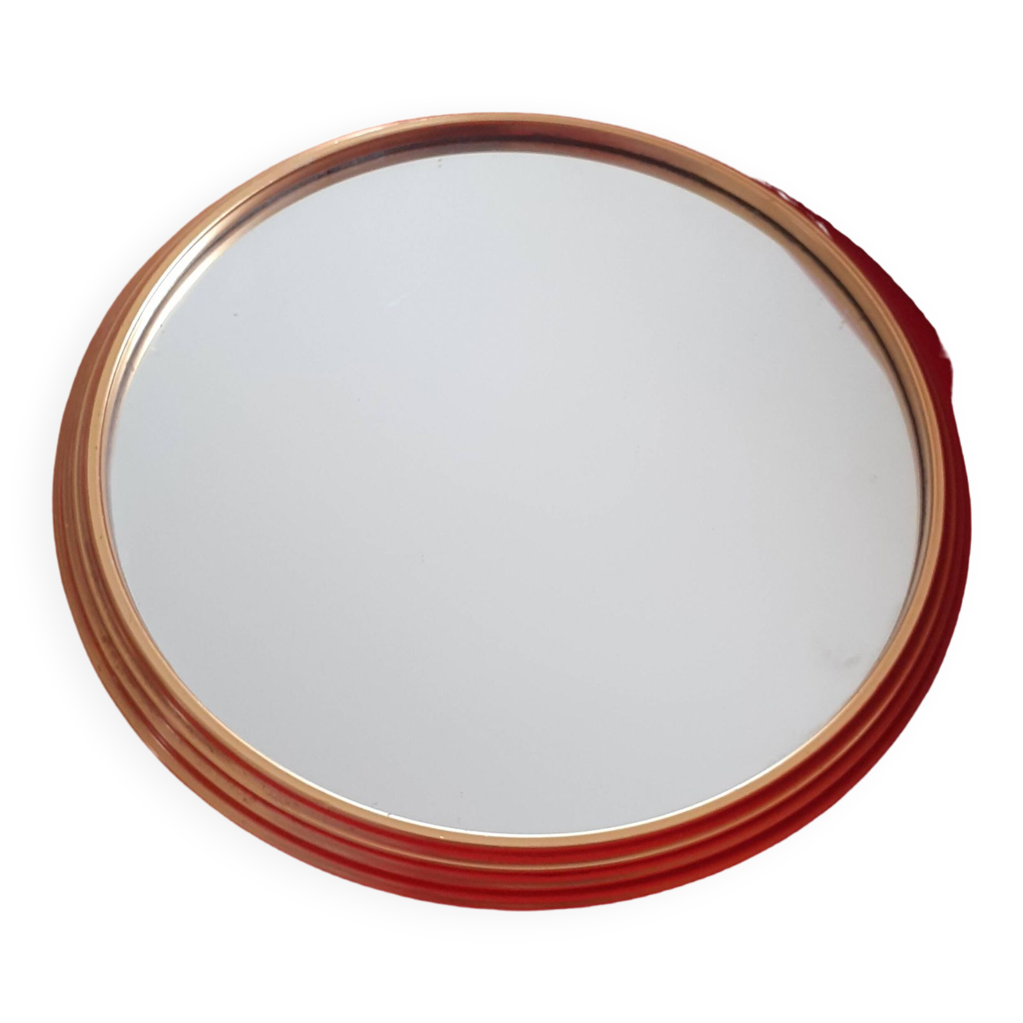 Plateau miroir. années 60. entourage laiton.