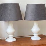 Pair of Vintage Alabaster Stone Lamps