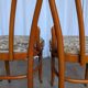 Ensemble de 6 chaises de salle à manger Thonet en bois courbé avec assise en tissu / Années 1970 Mid-Century Bistr