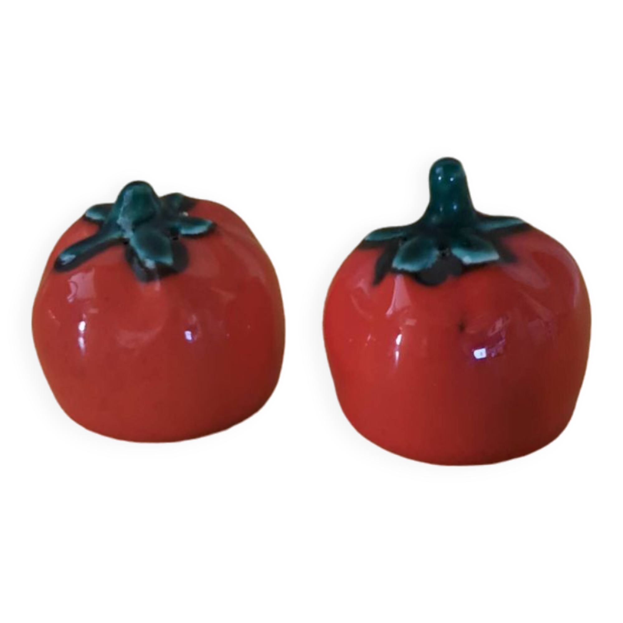 Vintage slip tomato salt and pepper shakers