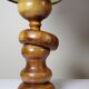Impressive vintage Scandinavian style lamp designed with turned sculpted wood and a ring.