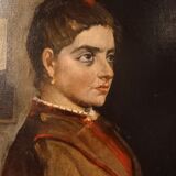 Old portrait, oil on canvas, portrait of a woman, late nineteenth century