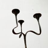 Amadeus Candle Holder in Brutalist Bronze, Italian Mid-Century by Kurt Jesch for Fratelli Tonini