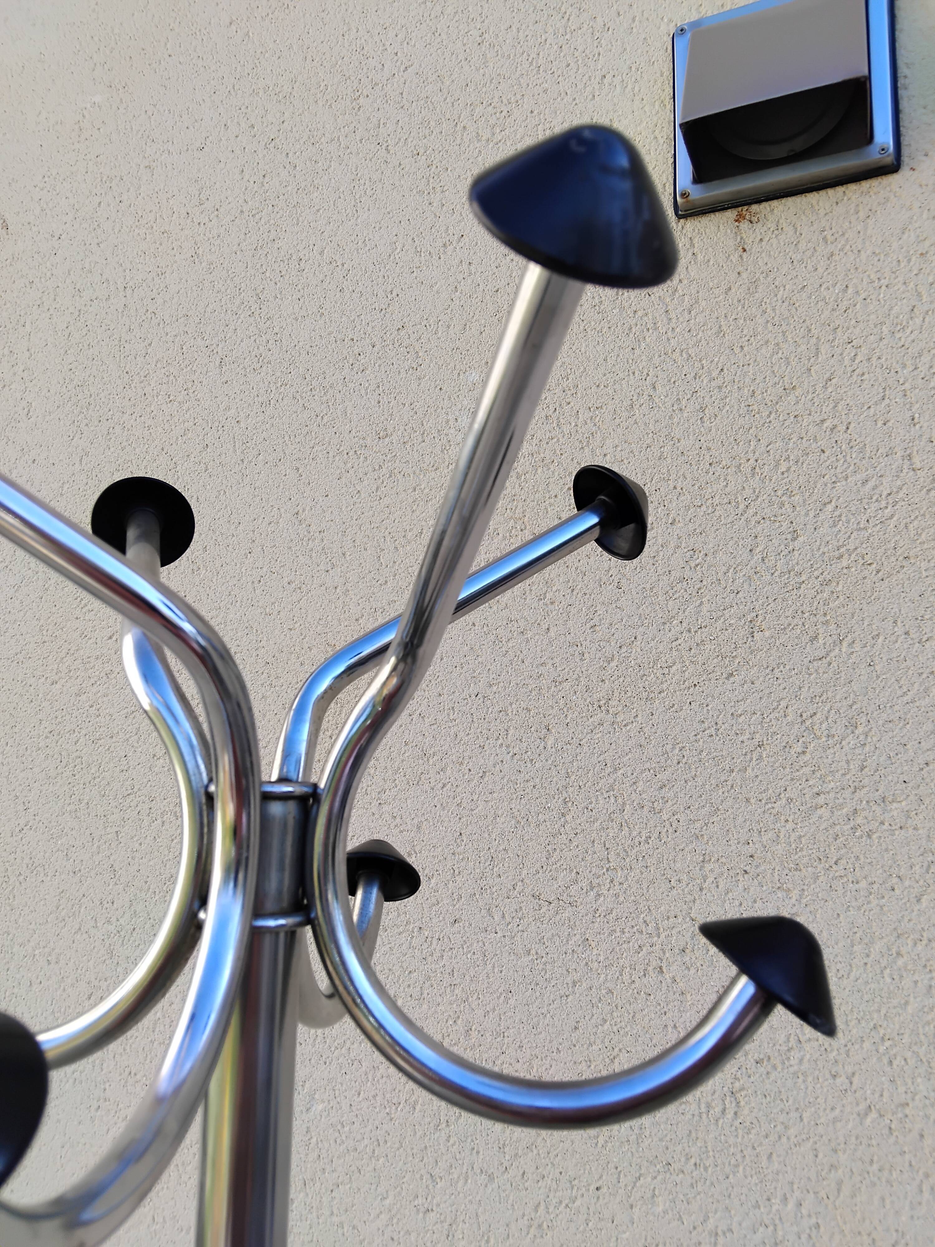 Vintage chrome parrot coat rack from the 60s