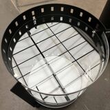 Postmodern German side tables in rolling metal and glass by D-Tec, 1980s, set of 2.