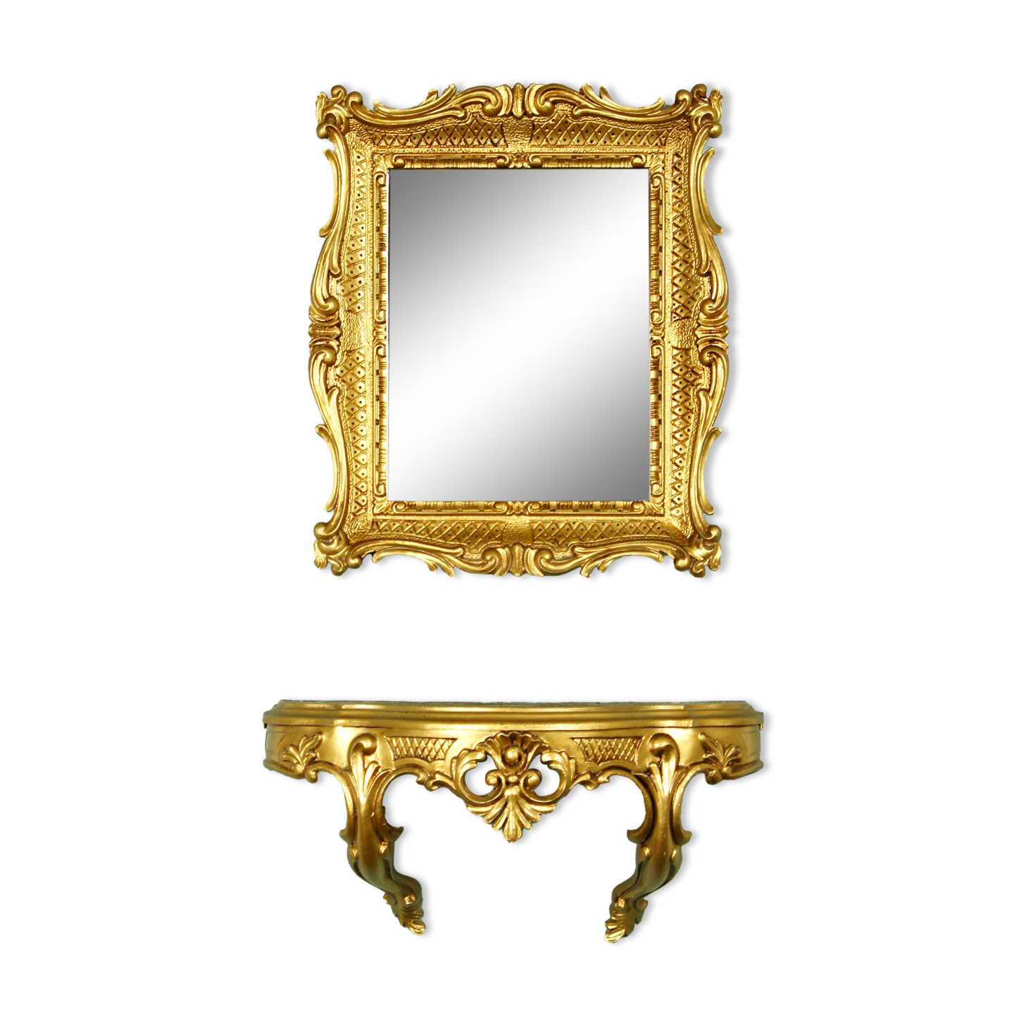 Entrance console & mirror sound, gilded around 1970