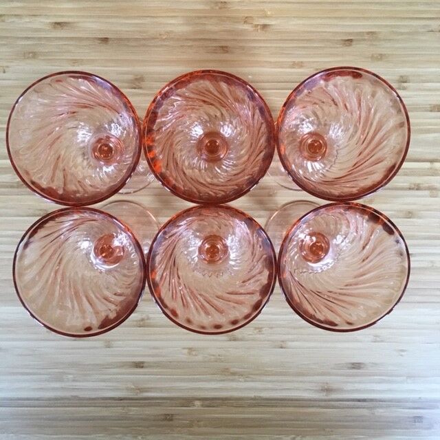 Lot of 6 pink glass walking glasses