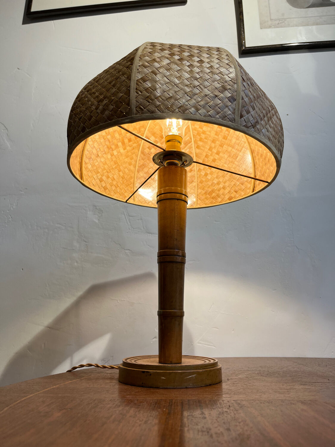 Wooden table lamp 1950