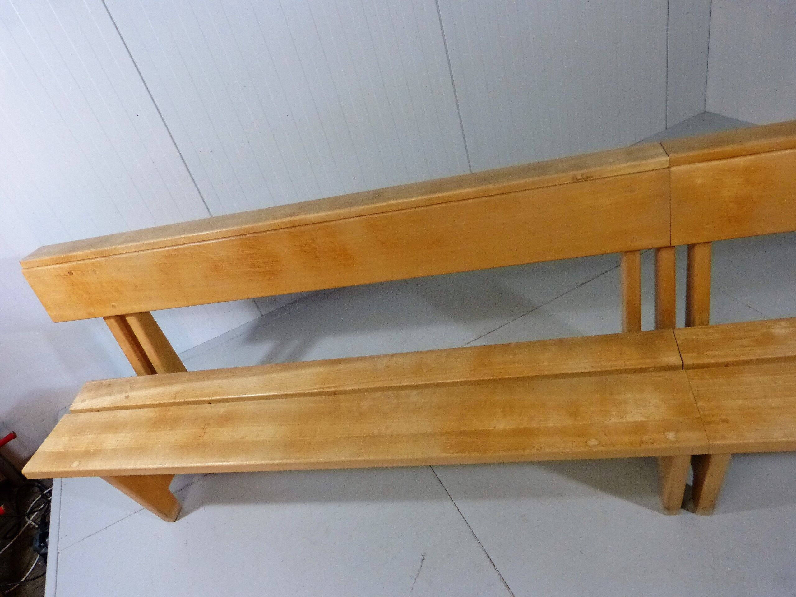 Modernist solid beech wooden pew 1960’s