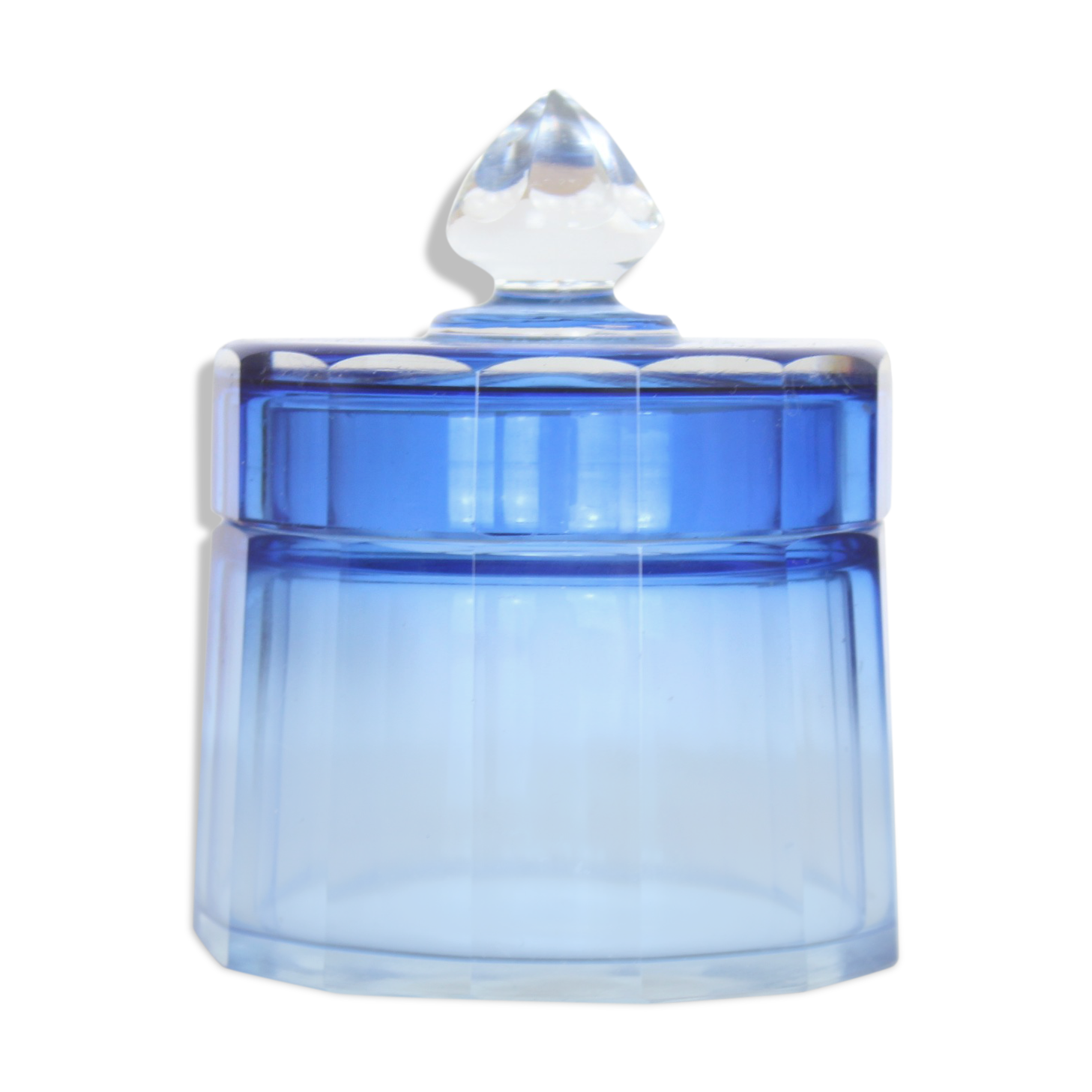 Blue Bohemian crystal toilet jar bottle, glass
