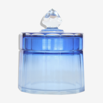 Flacon pot de toilette en cristal de bohème bleu, verre