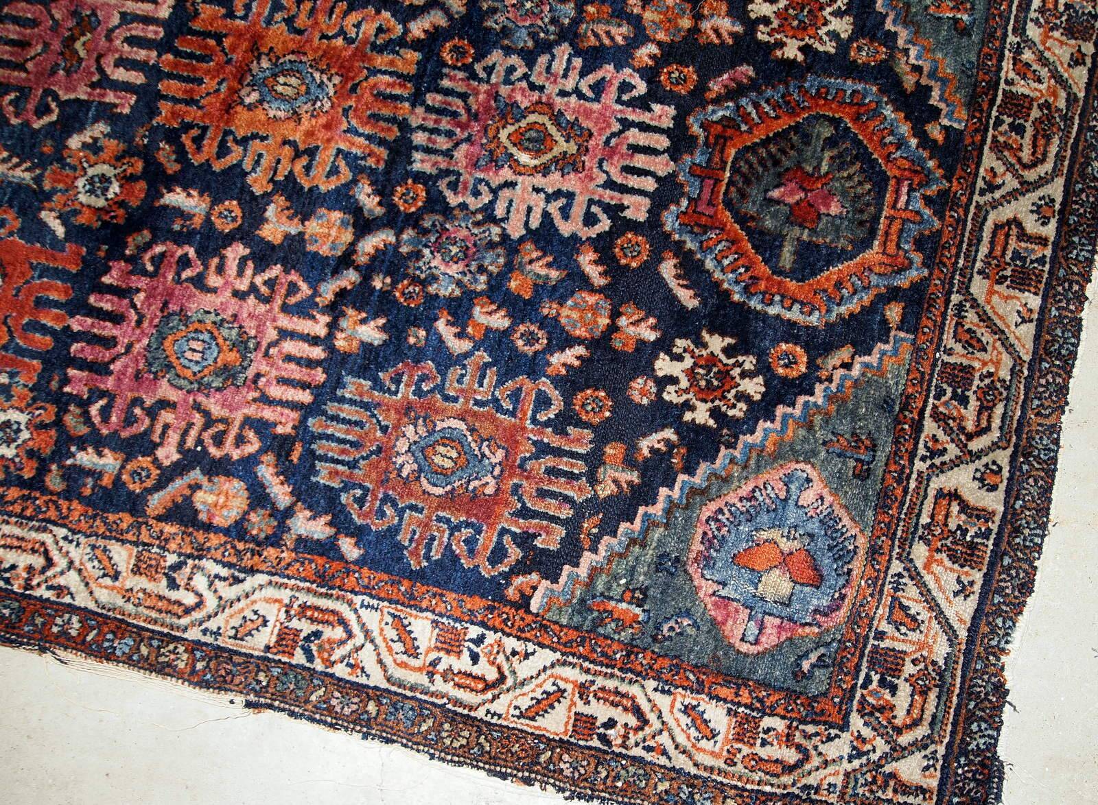 Handmade antique Persian Malayer rug 4.1' x 6.3' (125cm x 192cm) 1910s - 1B741