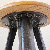 Tabouret de bar industriel vintage en bois et métal