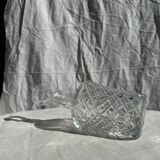 Small cylindrical glass whiskey decanter H:23