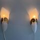 Pair of glass and metal wall lights AGE, 1980s, Italy