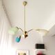 Vintage 1940s gold metal and glass 3 arm Sputnik chandelier