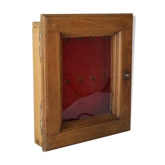Wall key box in solid oak vintage handmade