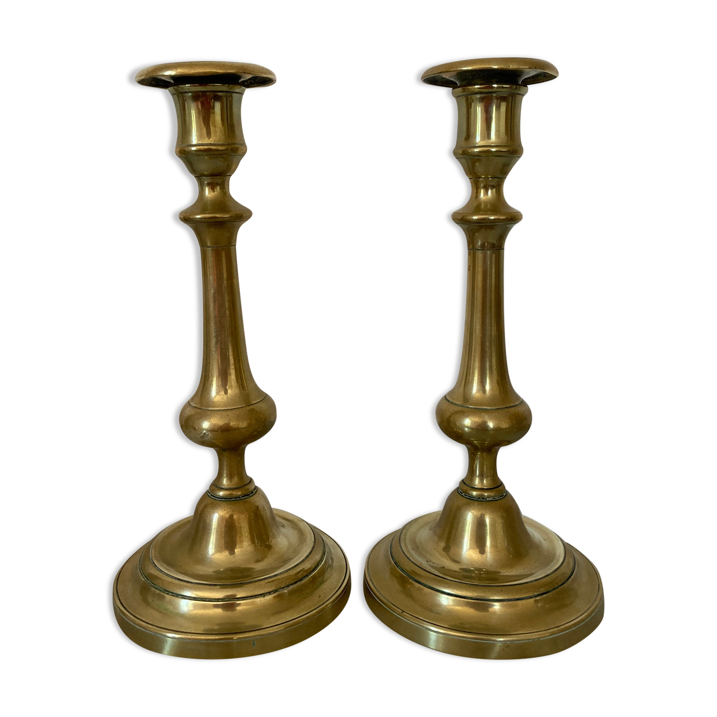 Pair of brass candle holders