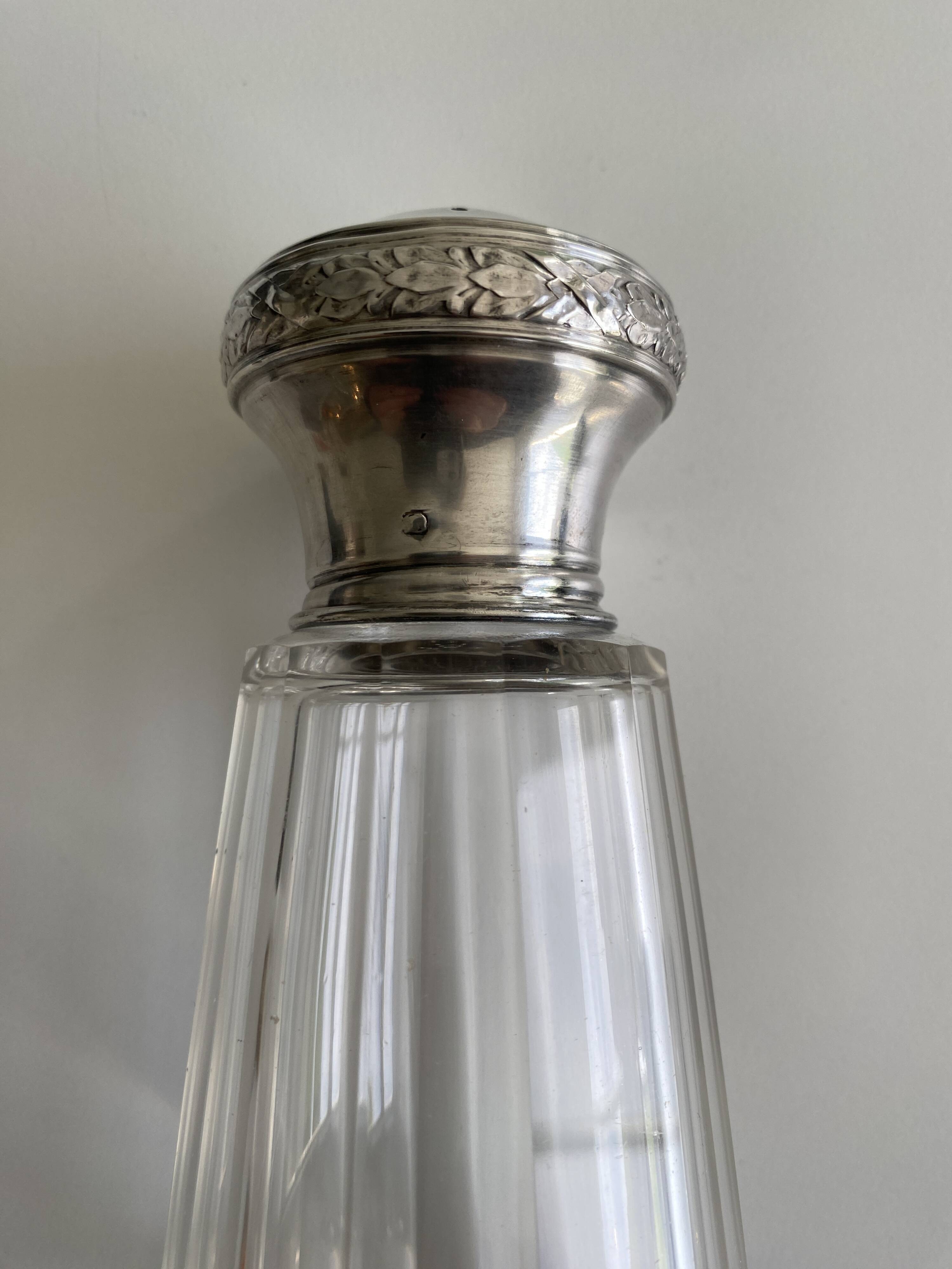 Antique crystal and silver sugar shaker