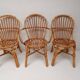 Bamboo table with extensions, 3 chairs and 3 stools from the 1960s.