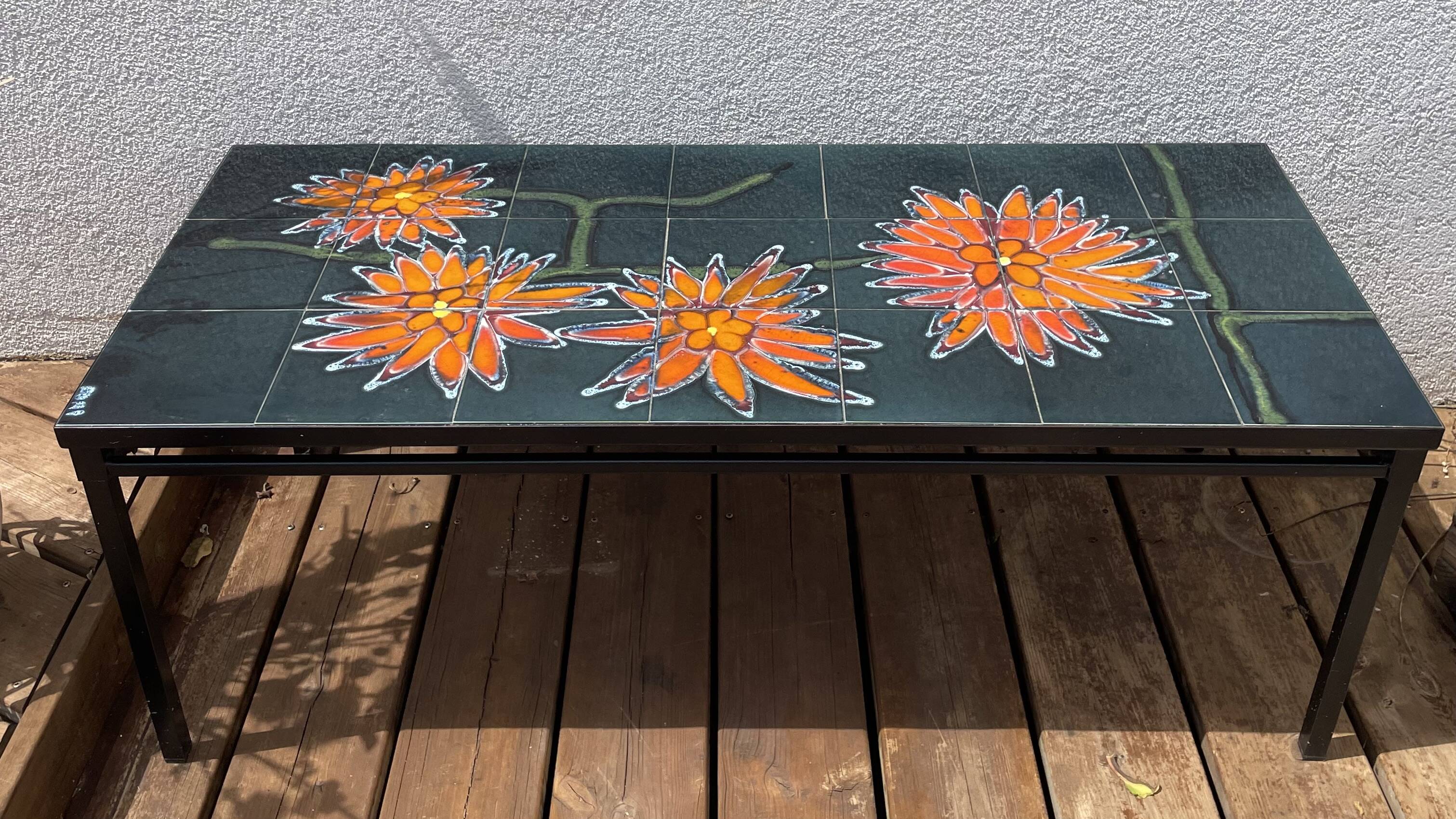 Coffee table with ceramic tile top
