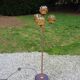 1970s design floor lamp in chrome metal with gold and orange, featuring 4 glass tulips.