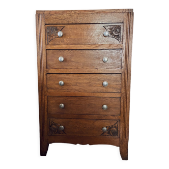 High chest of drawers 5 drawers art deco