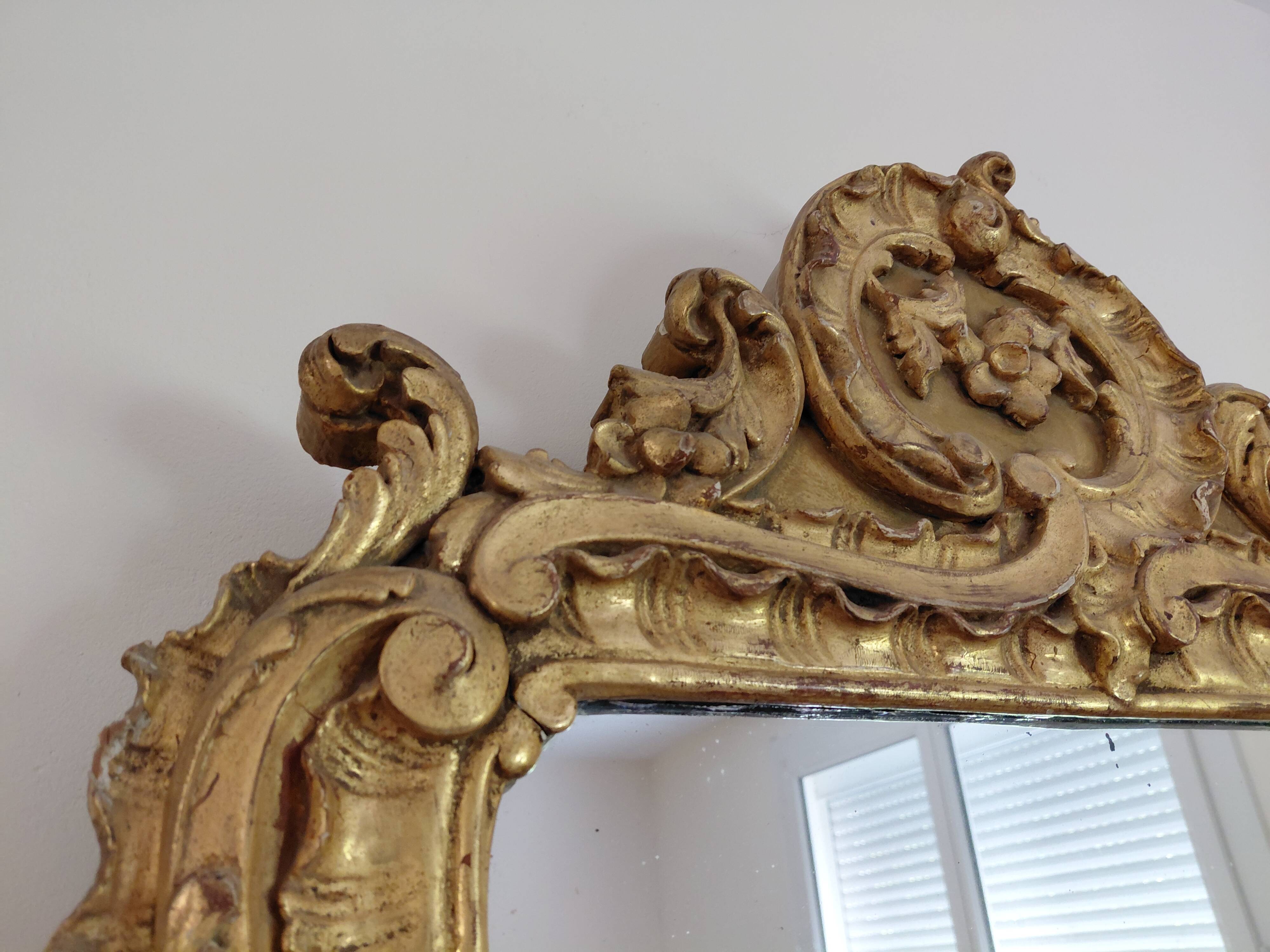19th-century gilded wooden mirror