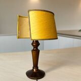 Classical wooden table lamp with silk half shade