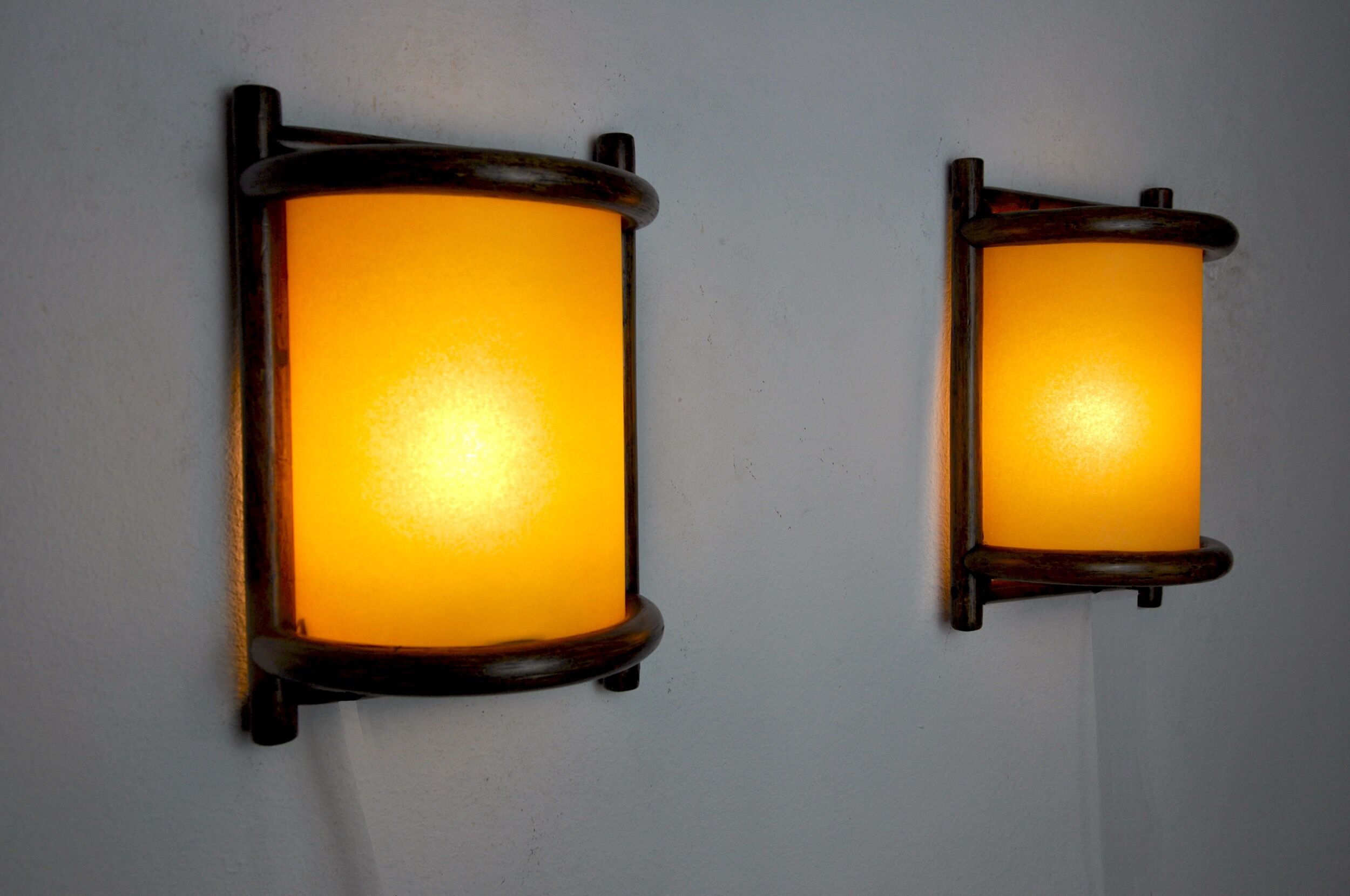 Pair of rattan wall lights France 1960