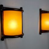 Pair of rattan wall lights France 1960