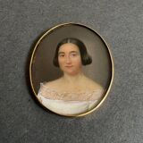 Miniature début XIXe peinte à la main par Bouvier portrait de femme