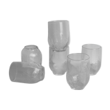 Set of 6 glass glasses leaf pattern