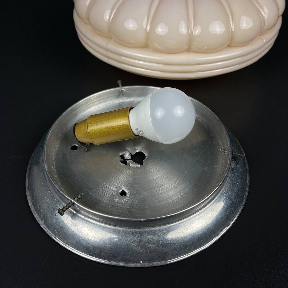 Vintage Pink Glass Ceiling Lamp, 1950s