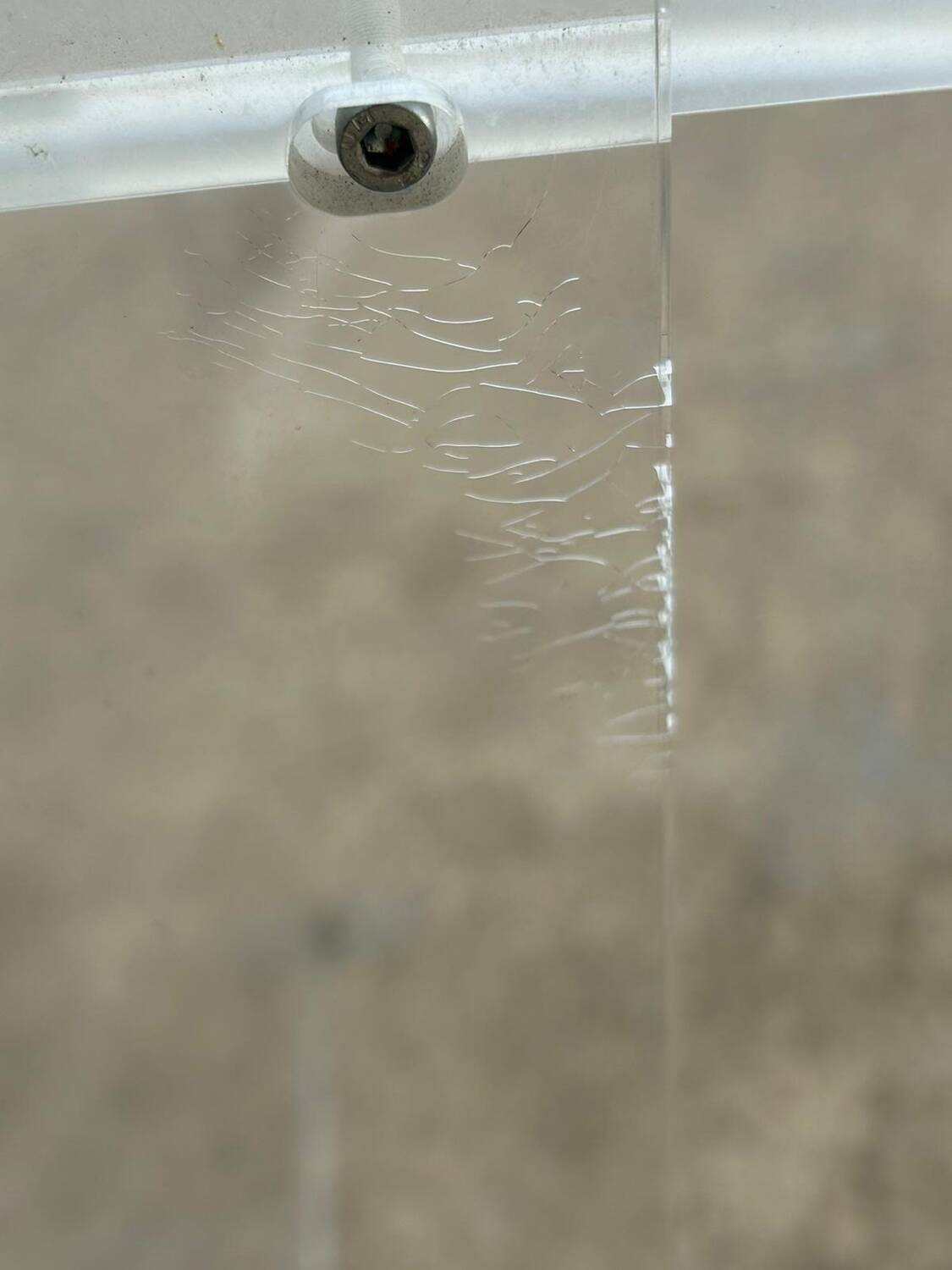 Desk glass top and vintage plexiglass foot